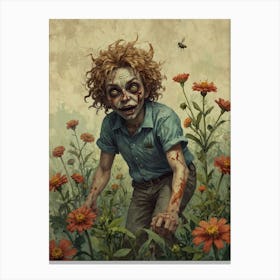 Zombie Boy In The Field 2 Canvas Print