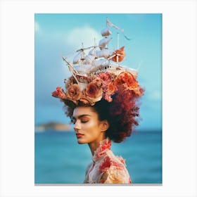 "High Fashion Surreal Ship Headpiece" Canvas Print