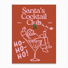 Santa’s Cocktail Club | Trendy Preppy Ho Ho Ho Christmas Canvas Print