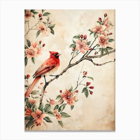 Chinese Cardinal On A Branch Canvas Print