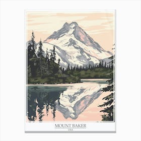 Mount Baker Usa Color Line Drawing 1 Poster Canvas Print