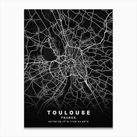 Toulouse France Black Map Canvas Print