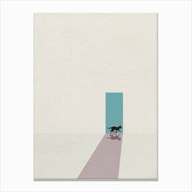 Minimal art cat Walks Through A Door Canvas Print