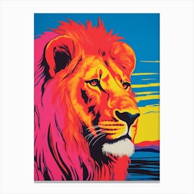 Lion In The Sunset Colour Pop 1 Canvas Print