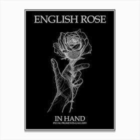 English Rose In Hand Line Drawing 1 Poster Inverted Canvas Print