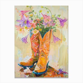 Cowboy Boots And Wildflowers Columbine 2 Canvas Print