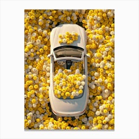 Car Surrounded By Flowers Canvas Print