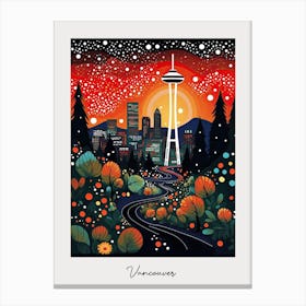 Poster Of Vancouver, Illustration In The Style Of Pop Art 1 Canvas Print