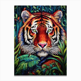 Tiger Art In Pointillism Style 4 Canvas Print
