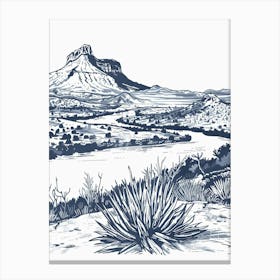 Duotone Illustration Mount Bonnell Austin Texas 4 Canvas Print