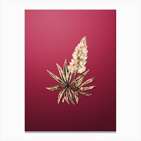 Gold Botanical Yellow Perennial Lupine Flower on Viva Magenta n.2804 Canvas Print