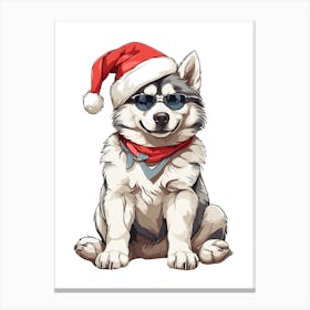 Christmas Siberian Husky Dog Canvas Print