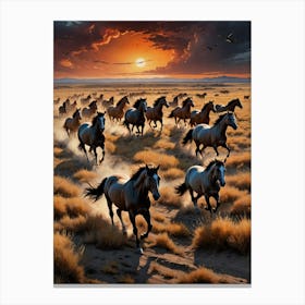 Horses In The Desert Canvas Print