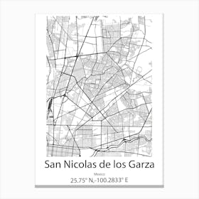 San Nicolas Buenos Aires,Mexico Minimalist Map Canvas Print