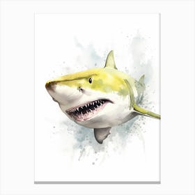 Cartoon Watercolour Lemon Shark Kids Nursery 2 Canvas Print