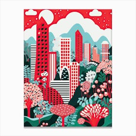 Hong Kong, Illustration In The Style Of Pop Art 1 Canvas Print