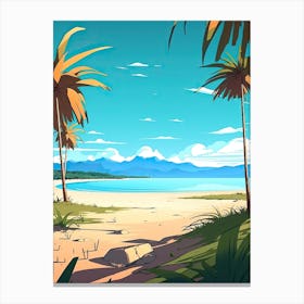 Whitehaven Beach, Australia, Flat Illustration 1 Canvas Print
