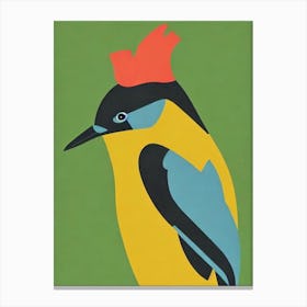 Woodpecker 2 Midcentury Illustration Bird Canvas Print