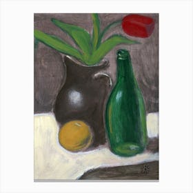 Still Life With A Green Bottle Canvas Print