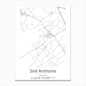 Sint Anthonis,Netherlands Minimalist Map Canvas Print