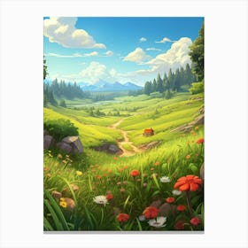 Grassland Cartoon 1 Canvas Print