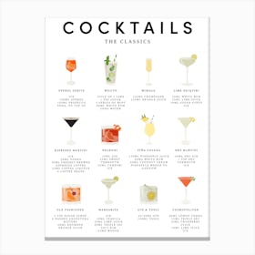 Classic Cocktail Guide Canvas Print