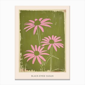 Pink & Green Black Eyed Susan Flower Poster Canvas Print