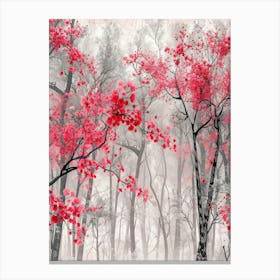 Red Flowers In The Forest Canvas Print