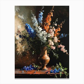 Baroque Floral Still Life Delphinium 3 Canvas Print