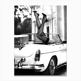 High Heels In Classic Car Canvas Print