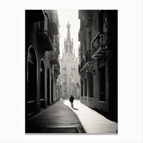 Barcelona, Spain, Mediterranean Black And White Photography Analogue 4 Canvas Print