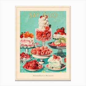 Retro Layered Strawberry Dessert Collage 3 Poster Canvas Print