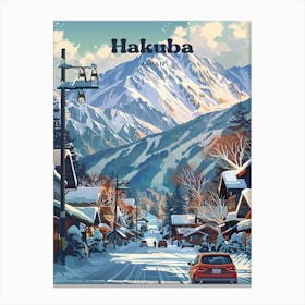 Hakuba Japan Winter Travel Illustration Canvas Print