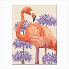 Chilean Flamingo Agapanthus Minimalist Illustration 1 Canvas Print