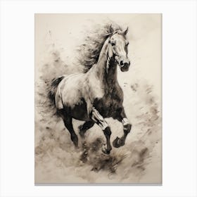 A Horse Painting In The Style Of Dry Brushing 3 Canvas Print