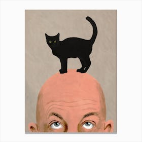 Man With Black Cat Canvas Print