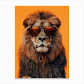 Lion In Sunglasses. Generated AI. Art Print Canvas Print