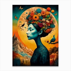 Woman In A Vibrant Dream World Eclectic Canvas Print