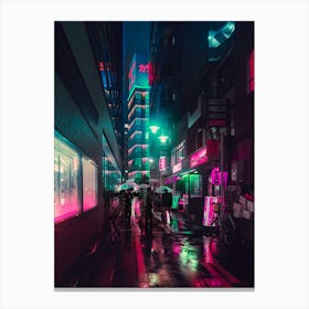 Tokyo Neon City Street Canvas Print