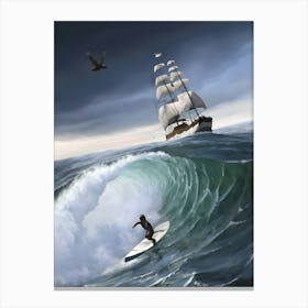 Surfer On A Wave Canvas Print