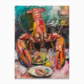 Kitsch Lobster Banquet Painting 1 Canvas Print