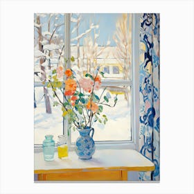 The Windowsill Of Aspen   Usa Snow Inspired By Matisse 1 Canvas Print