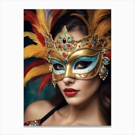 A Woman In A Carnival Mask (32) Canvas Print