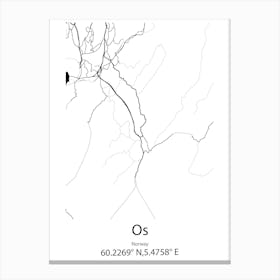 Os,Norway Minimalist Map Canvas Print