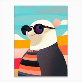Little Sea Otter Wearing Sunglasses Canvas Print