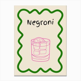 Negroni Doodle Poster Green & Pink Canvas Print