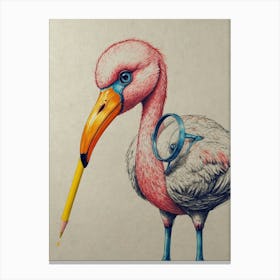 Flamingo With Pencil Canvas Print