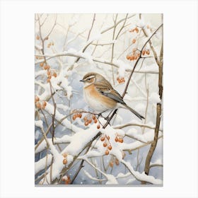 Winter Bird Painting Sparrow 4 Canvas Print