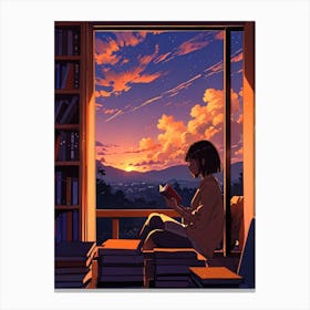 Anime Girl Reading A Book 6 Canvas Print