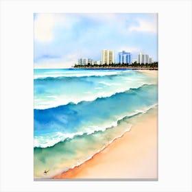 Waikiki Beach, Honolulu, Hawaii Watercolour Canvas Print